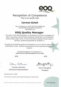 Supervision KVB - Zertifikat EOQ Quality Manager